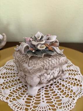 Casa Elite Capodimonte Style Porcelain Floral Trinket Box